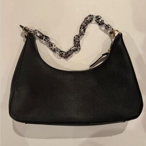 Nanette Lepore Black Pebbled Vegan Leather Shoulder Bag